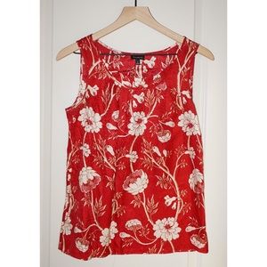 Talbots Red Floral Silk Sleeveless Top
